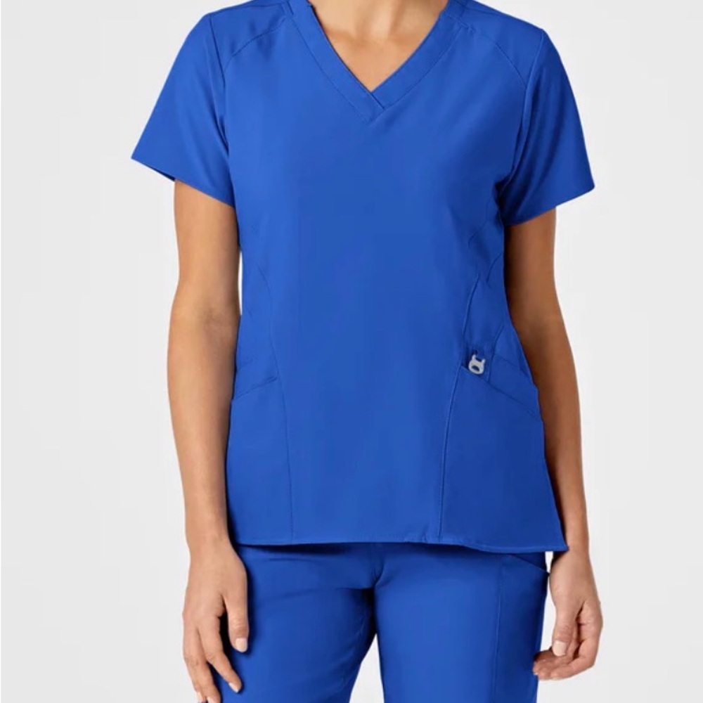 WonderWink Women's Short Sleeve V-Neck Scrub Top in Royal Blue